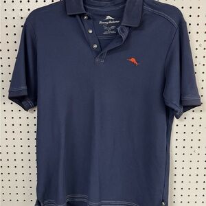 Tommy Bahama Navy Polo with Vibrant Orange Accent